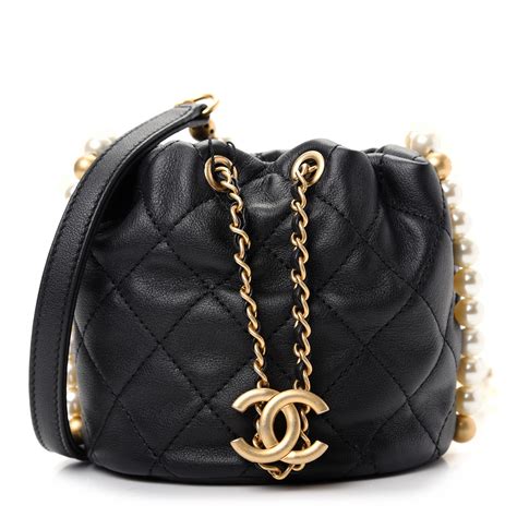 CHANEL Calfskin Quilted Pearl Mini About Pearls Drawstring 